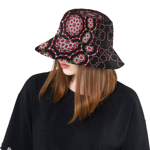 fantasy flowers ornate and polka dots landscape All Over Print Bucket Hat