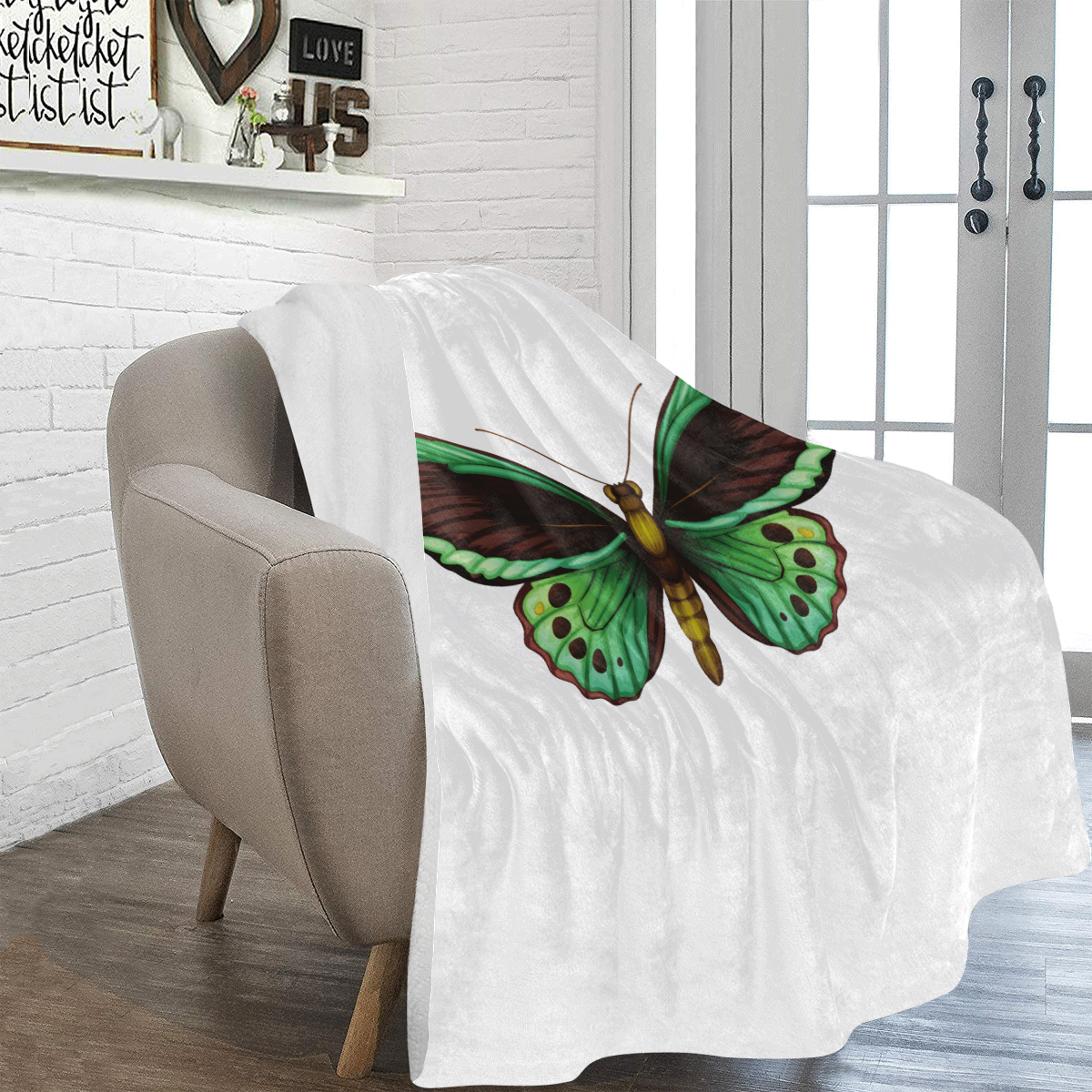 Green Butterfly Ultra-Soft Micro Fleece Blanket 54''x70''