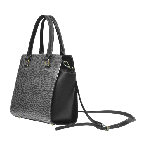 BLACK LEATHER Rivet Shoulder Handbag (Model 1645)