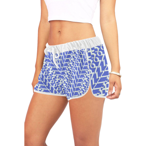 NUMBERS Collection 1234567 Sky Blue/White Women's All Over Print Relaxed Shorts (Model L19)