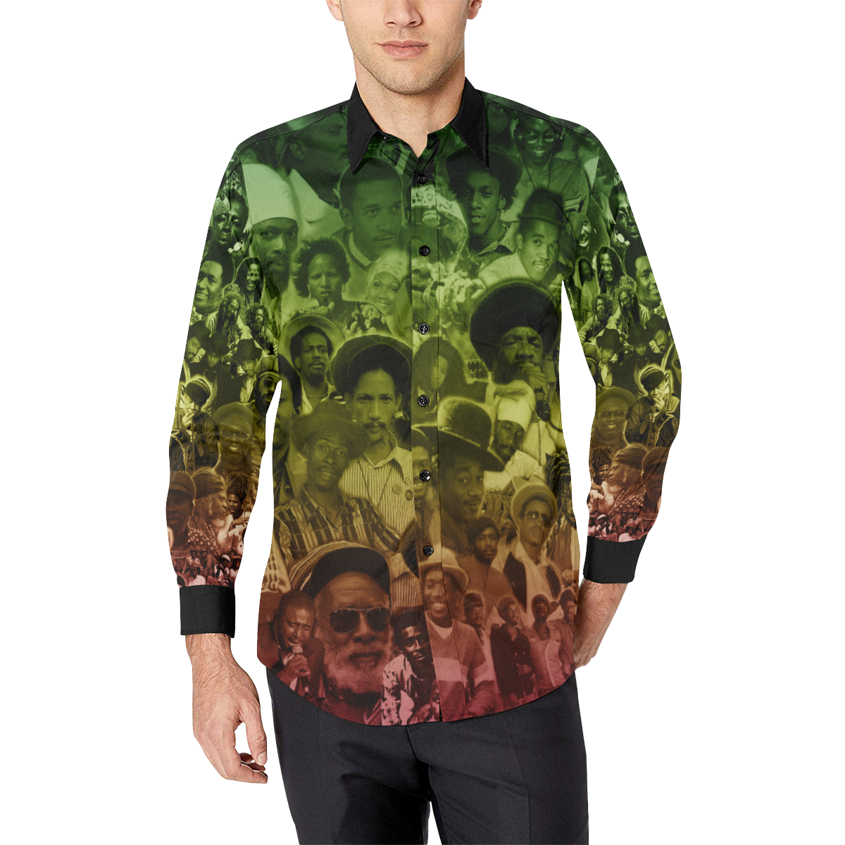 reggaeback Men's All Over Print Casual Dress Shirt (Model T61)