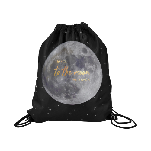 TO THE MOON AND BACK Large Drawstring Bag Model 1604 (Twin Sides)  16.5"(W) * 19.3"(H)