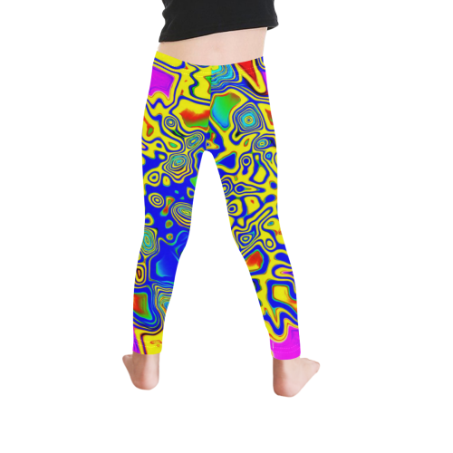 Paint Drop Yellow Kid's Ankle Length Leggings (Model L06)