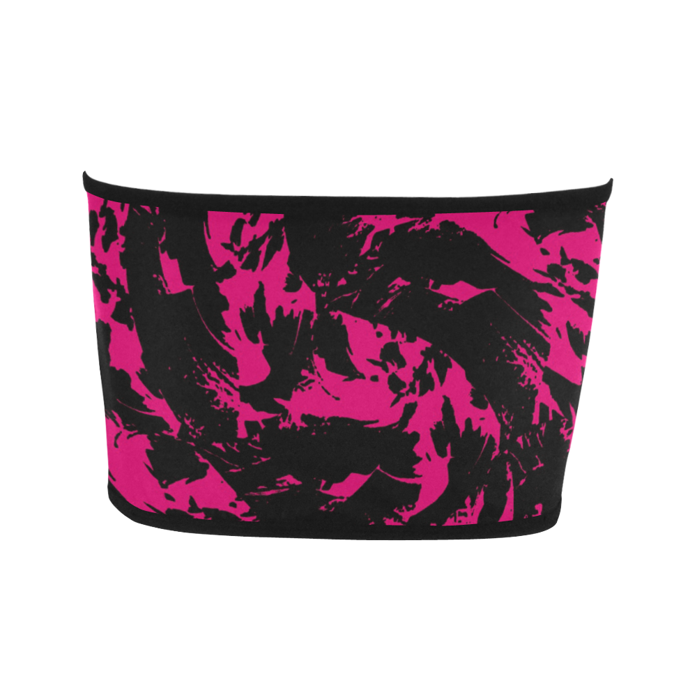 Pink and Black Paint Splatter Bandeau Top