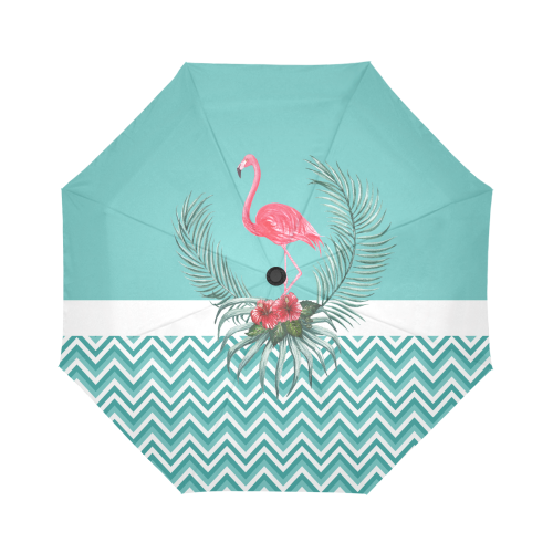 Retro Flamingo Chevron Auto-Foldable Umbrella (Model U04)