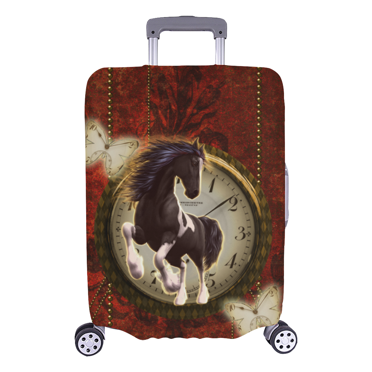 Wonderful horse on a clock Luggage Cover/Large 26"-28"
