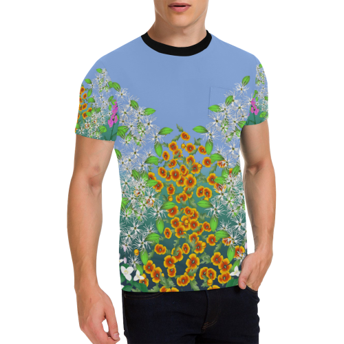 California Wildflowers by Aleta Men's All Over Print T-Shirt with Chest Pocket (Model T56)