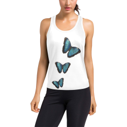 Morpho hyacintus butterflies painting Women's Racerback Tank Top (Model T60)
