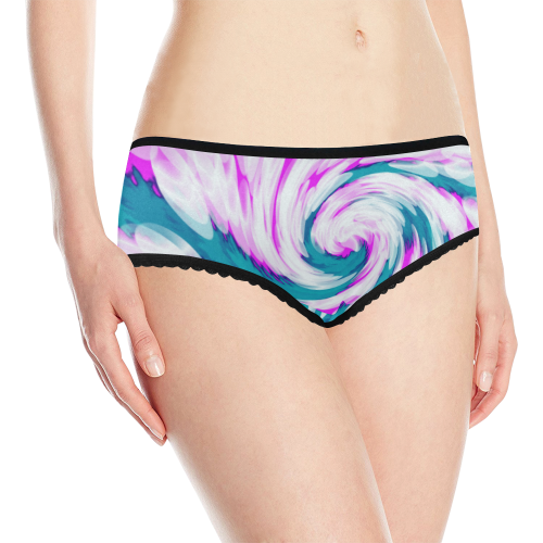 Turquoise Pink Tie Dye Swirl Abstract Women's All Over Print Classic Briefs (Model L13)