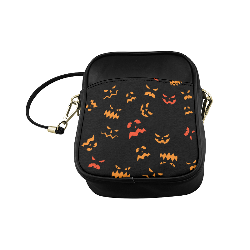 Pumpkin Faces HALLOWEEN BLACK Sling Bag (Model 1627)