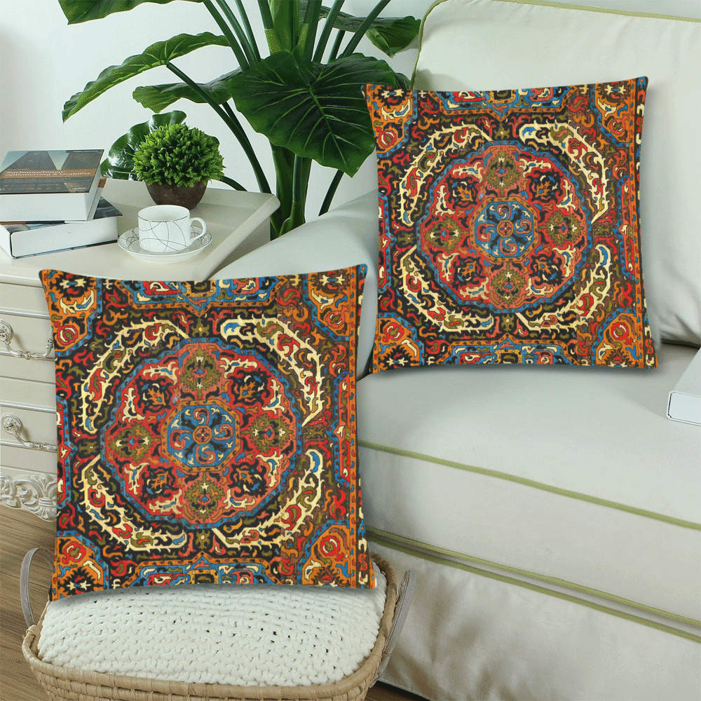 Azerbaijan Pattern 2 Custom Zippered Pillow Cases 18"x 18" (Twin Sides) (Set of 2)