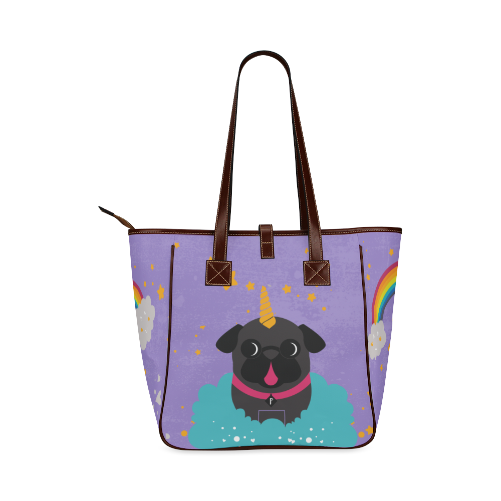 Black Pug Unicorn Classic Tote Bag Classic Tote Bag (Model 1644)