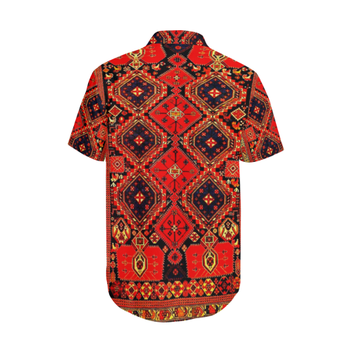 Azerbaijan Pattern 3 Men's Short Sleeve Shirt with Lapel Collar (Model T54)