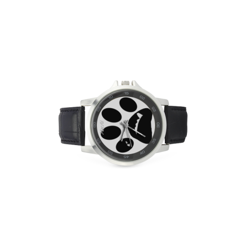 BooBooFace by MacAi in white Unisex Stainless Steel Leather Strap Watch(Model 202)