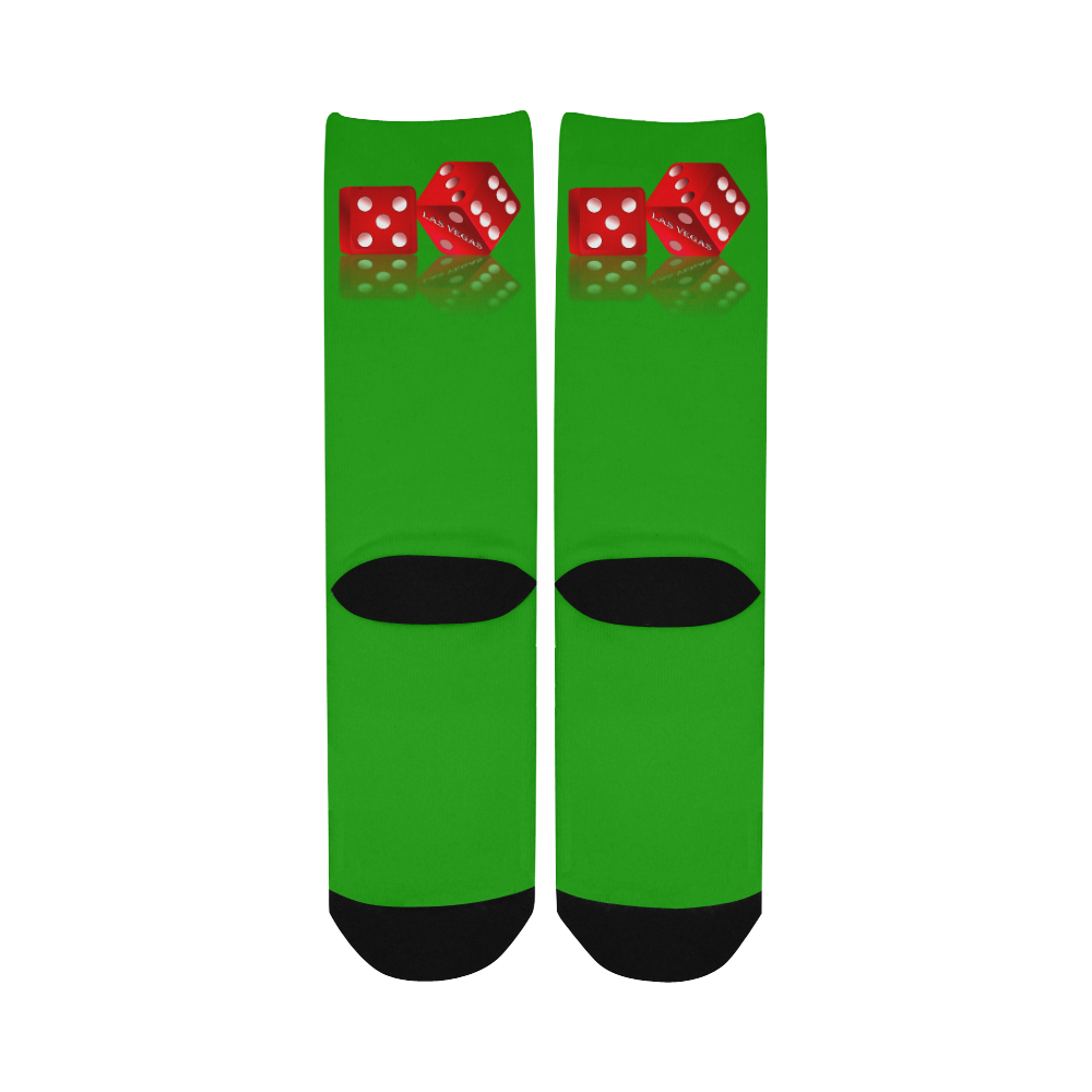 Las Vegas Craps Dice Green Custom Socks for Women