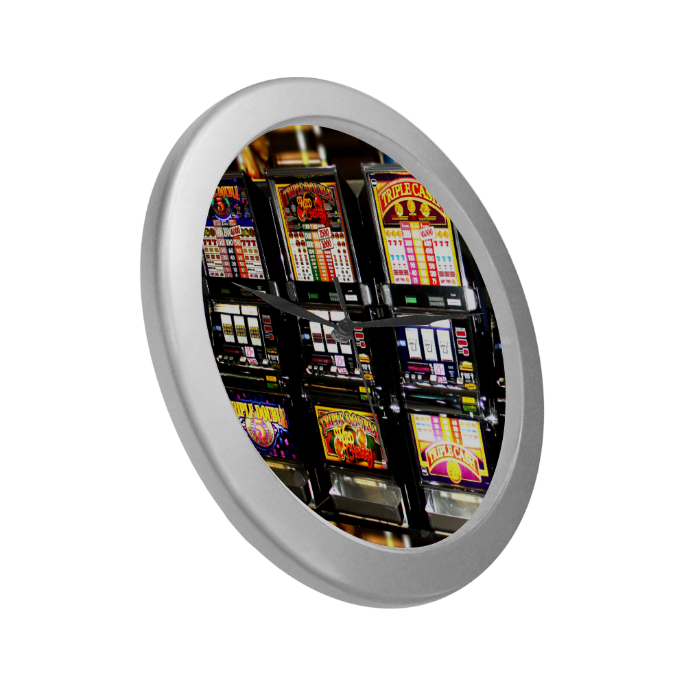 Lucky Slot Machines - Dream Machines Silver Color Wall Clock