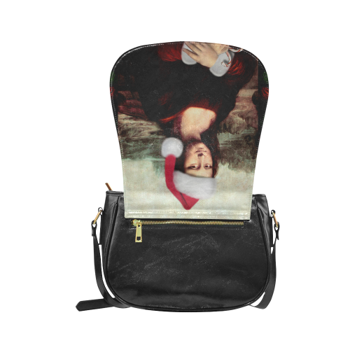 Christmas Mona Lisa with Santa Hat Classic Saddle Bag/Large (Model 1648)