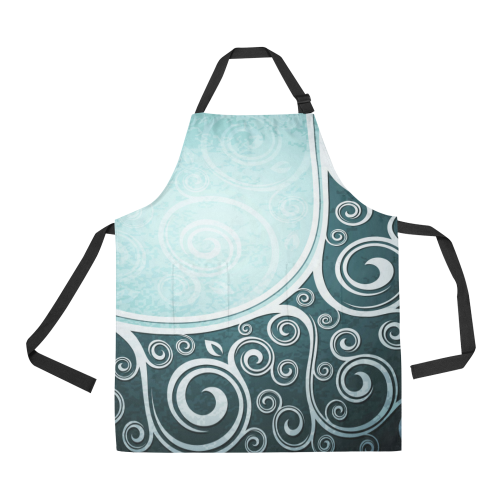 Abstract-Vintage-Floral-Blue All Over Print Apron