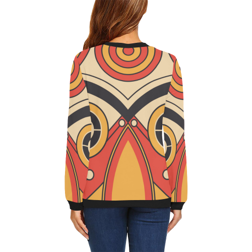 Geo Aztec Bull Tribal All Over Print Crewneck Sweatshirt for Women (Model H18)