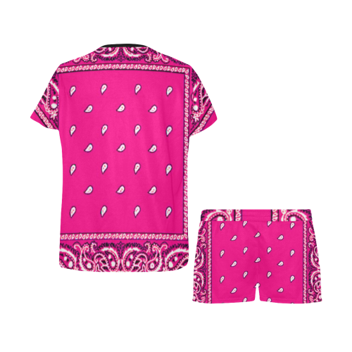 KERCHIEF PATTERN PINK Women's Short Pajama Set