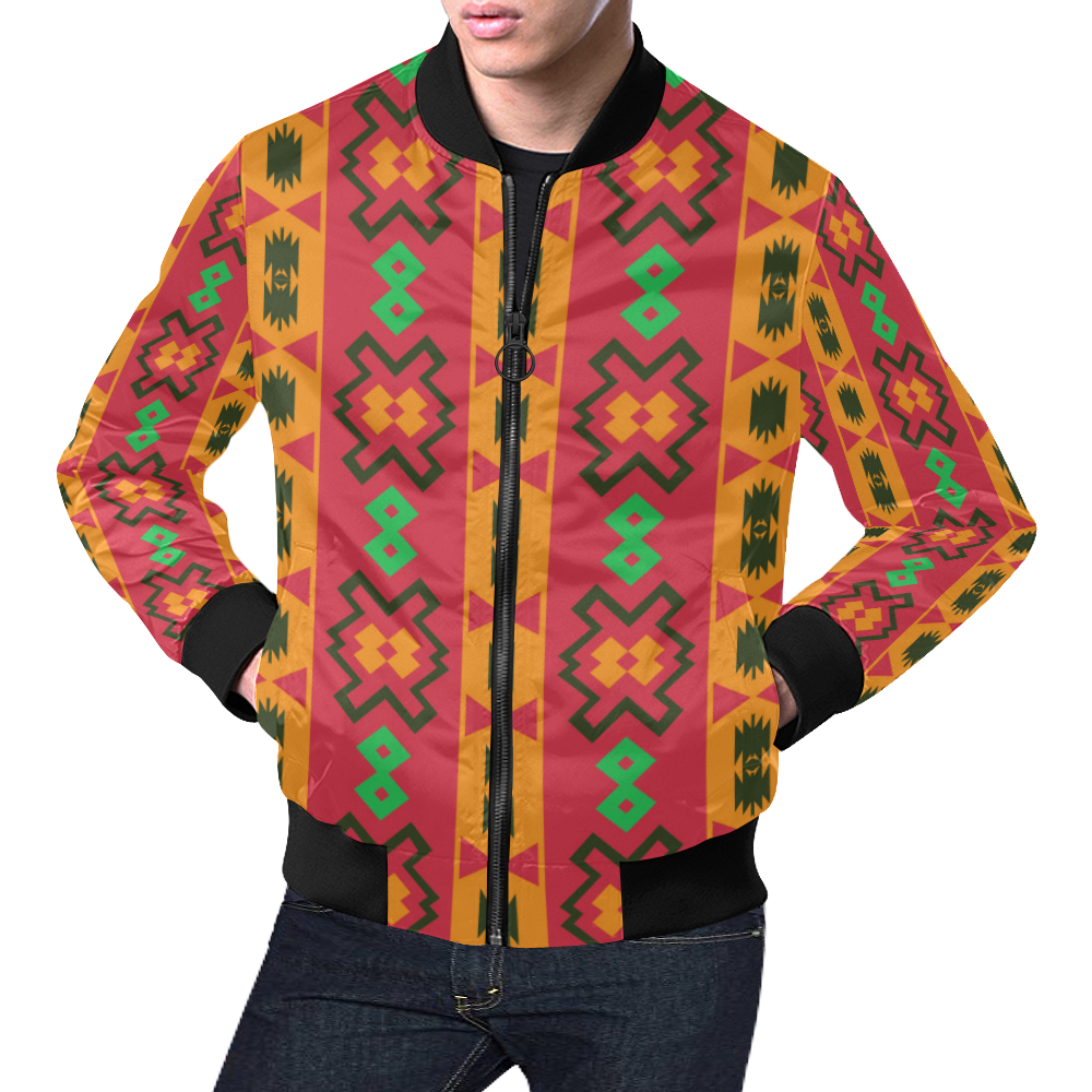 Tribal shapes in retro colors (2) All Over Print Bomber Jacket for Men (Model H19)