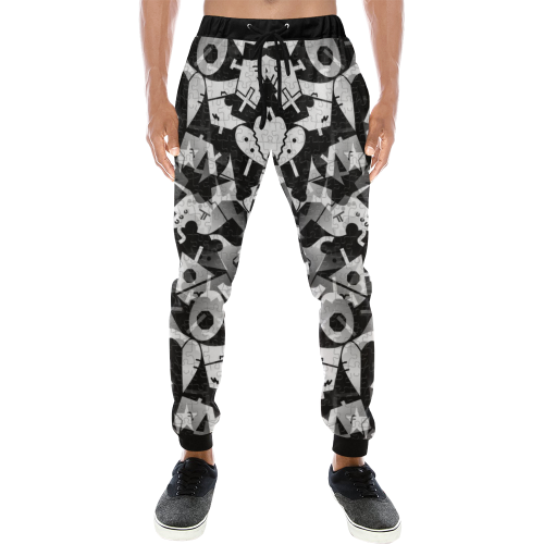 Black and White Pop Art by Nico Bielow Men's All Over Print Sweatpants (Model L11)
