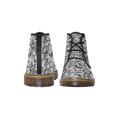 Woodland Urban City Black/Gray Camouflage Women's Canvas Chukka Boots/Large Size (Model 2402-1)
