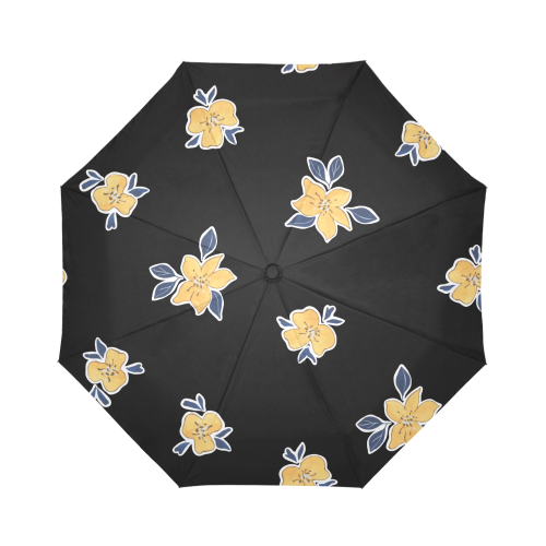 Blue and Yellow Flowers Umbrella Auto-Foldable Umbrella (Model U04)