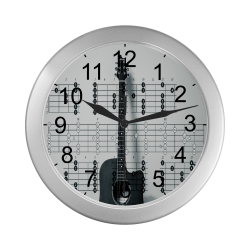 Guitar Chords Silver Color Wall Clock