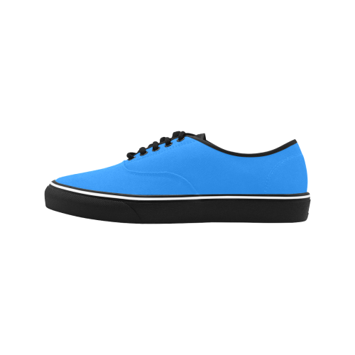 color dodger blue Classic Men's Canvas Low Top Shoes (Model E001-4)