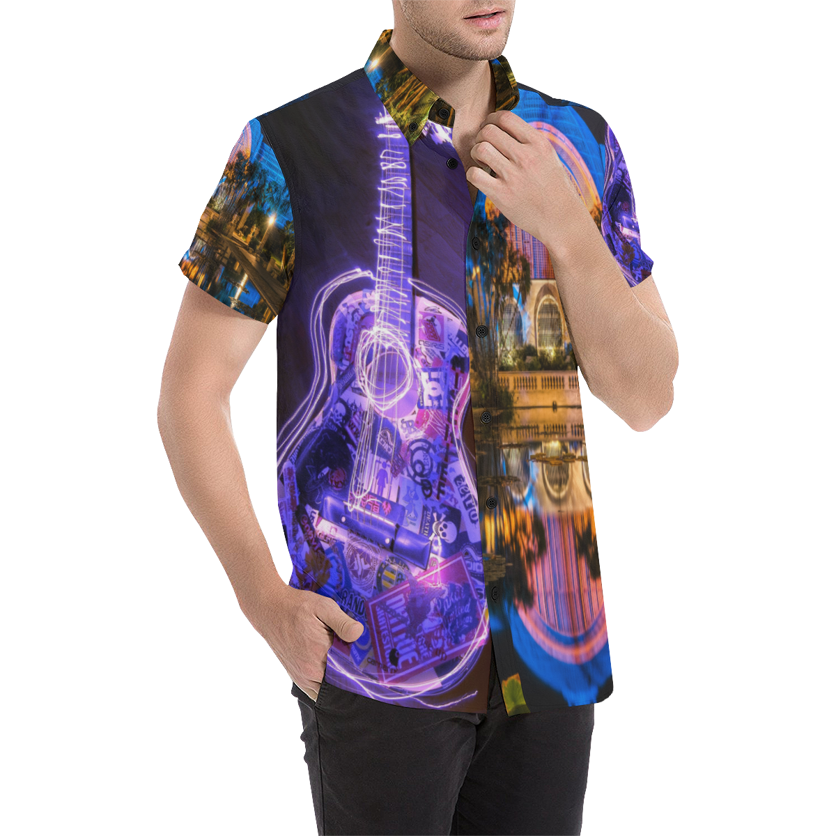 Neon Sounds Men's All Over Print Short Sleeve Shirt (Model T53)