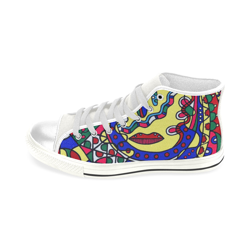 Whimsical Men’s Classic High Top Canvas Shoes (Model 017)