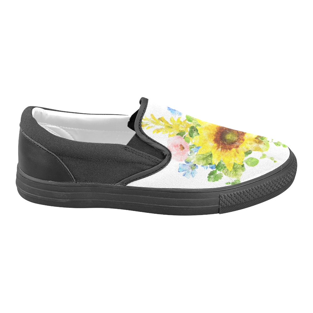 Fairlings Delight's Sunflower Bouquets Women's Kicks 53086G Women's Unusual Slip-on Canvas Shoes (Model 019)