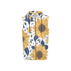 Sunflowers All Over Print Sleeveless Zip Up Hoodie for Women (Model H16)
