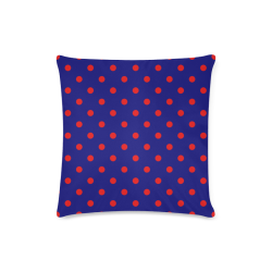 Polka Dots Red on Blue Custom Zippered Pillow Case 16"x16"(Twin Sides)