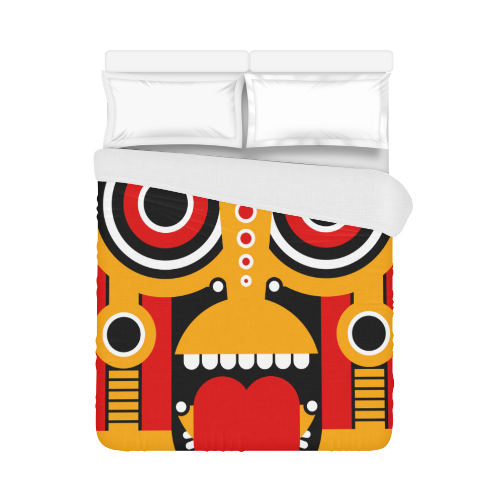 Red Yellow Tiki Tribal Duvet Cover 86"x70" ( All-over-print)