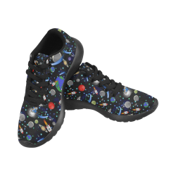 Galaxy Universe - Planets, Stars, Comets, Rockets (Black Laces) Men's Running Shoes/Large Size (Model 020)