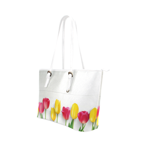 Tulips Leather Tote Bag/Small (Model 1651)