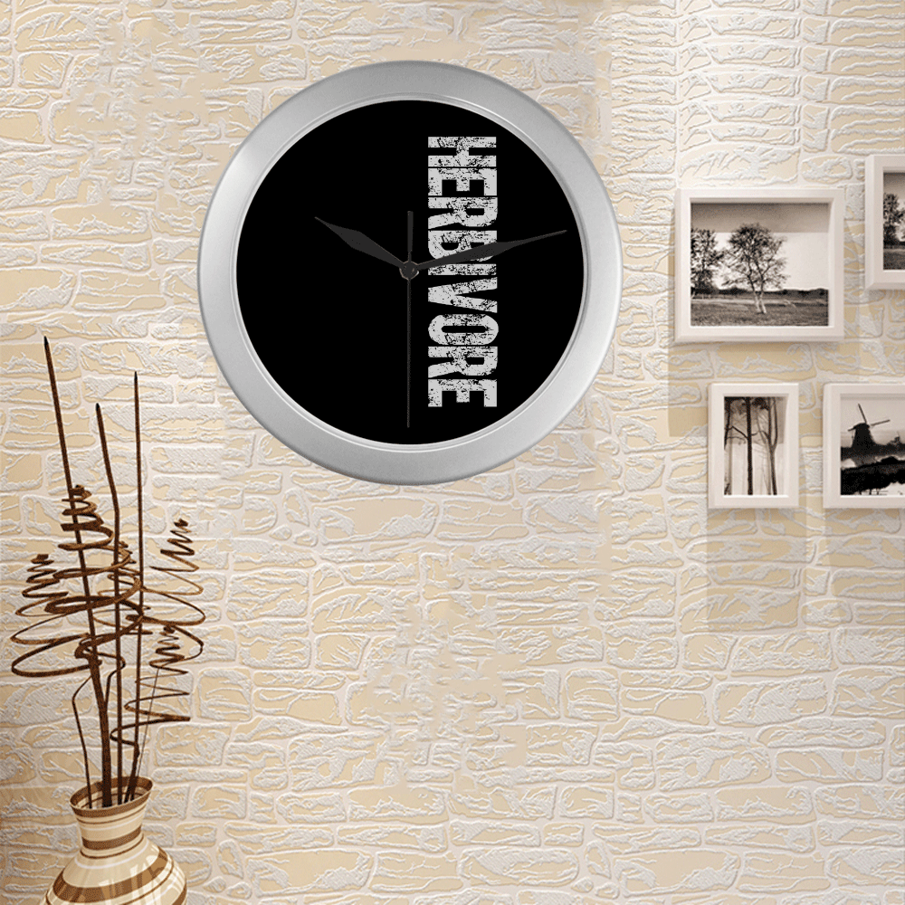Herbivore (vegan) Silver Color Wall Clock