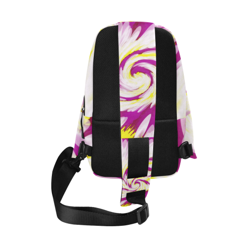 Pink Yellow Tie Dye Swirl Abstract Chest Bag (Model 1678)