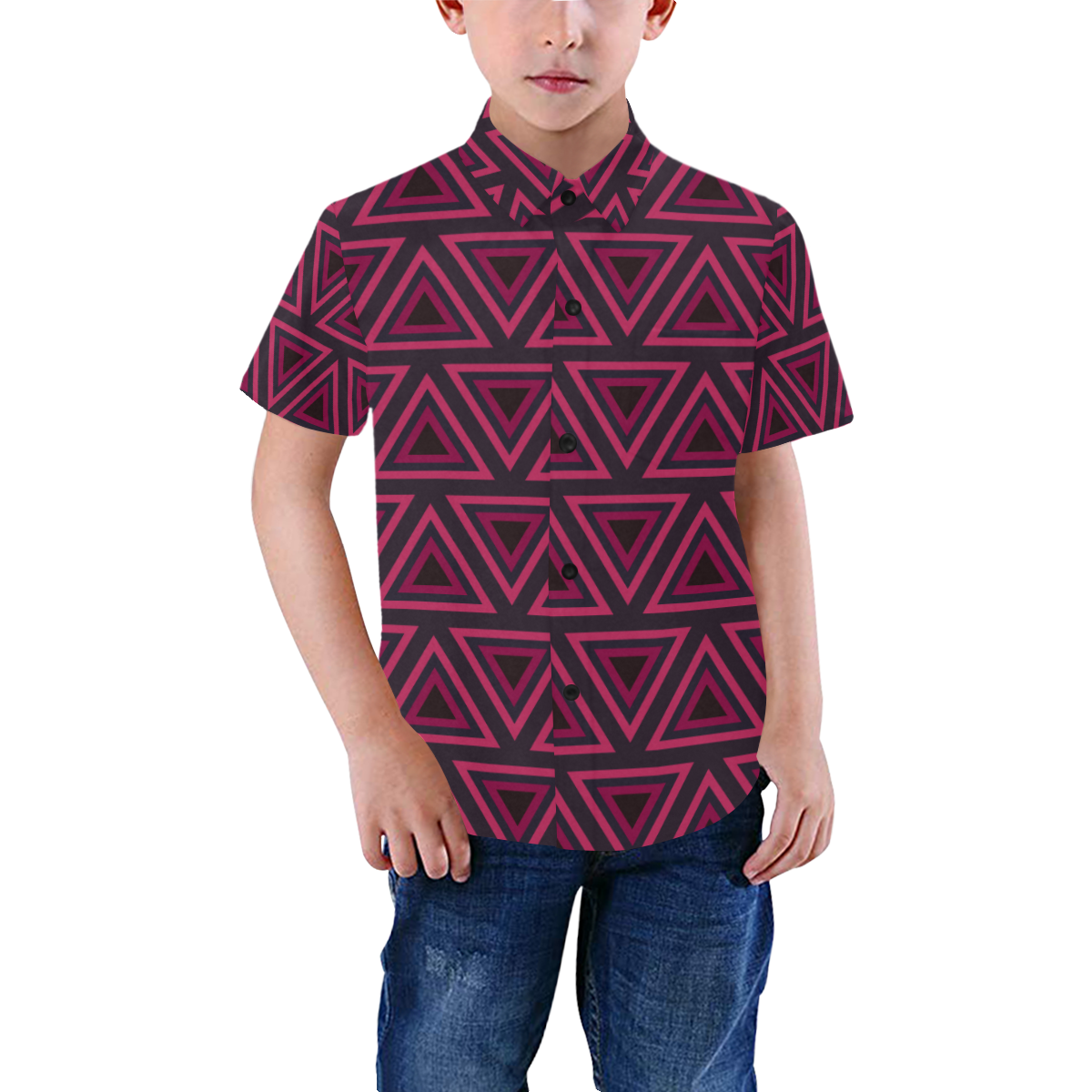 Tribal Ethnic Triangles Boys' All Over Print Short Sleeve Shirt (Model T59)