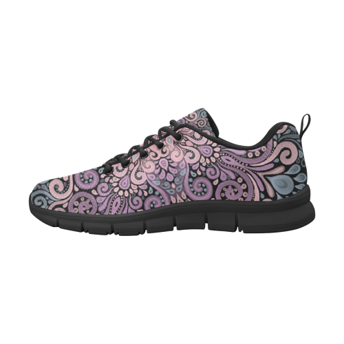 Pink, purple blue, Boho Ornate Watercolor Mandala Women's Breathable Running Shoes (Model 055)