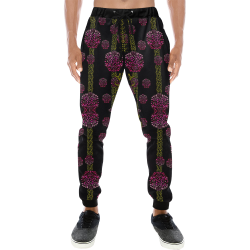 wild flowers on black Men's All Over Print Sweatpants/Large Size (Model L11)