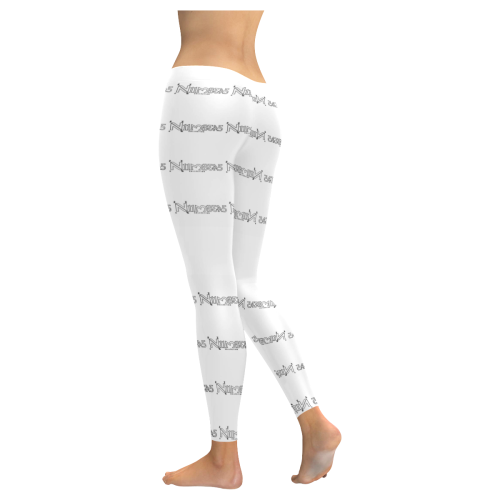 NUMBERS COLLECTION WHITE Women's Low Rise Leggings (Invisible Stitch) (Model L05)