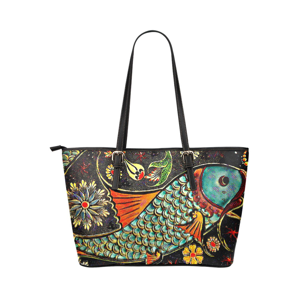 Pisces Leather Tote Bag/Small (Model 1651)