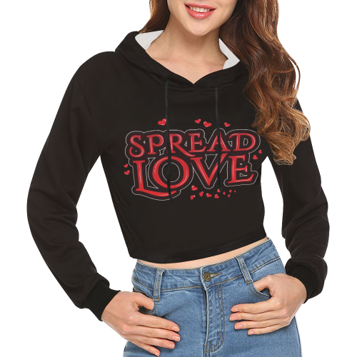 Spread love (dark) All Over Print Crop Hoodie for Women (Model H22)