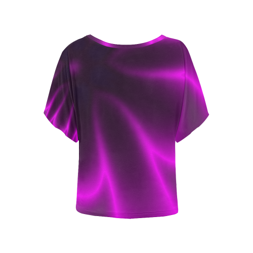 Purple Blossom Women's Batwing-Sleeved Blouse T shirt (Model T44)