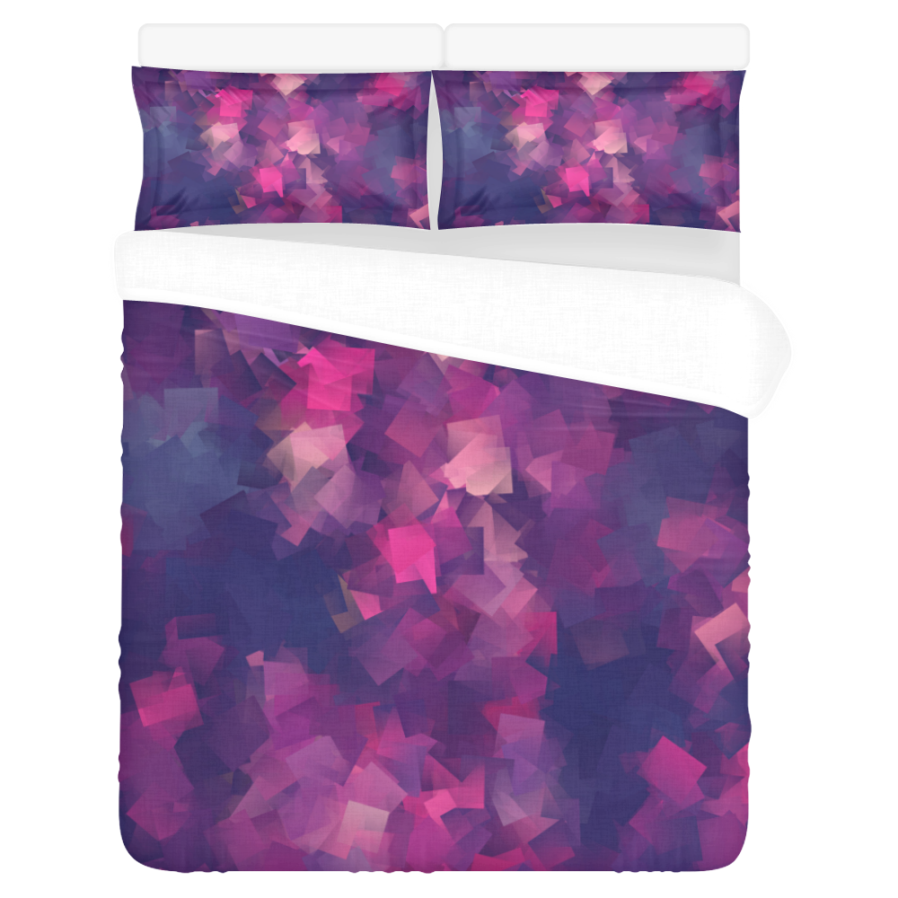 purple pink magenta cubism #modern 3-Piece Bedding Set