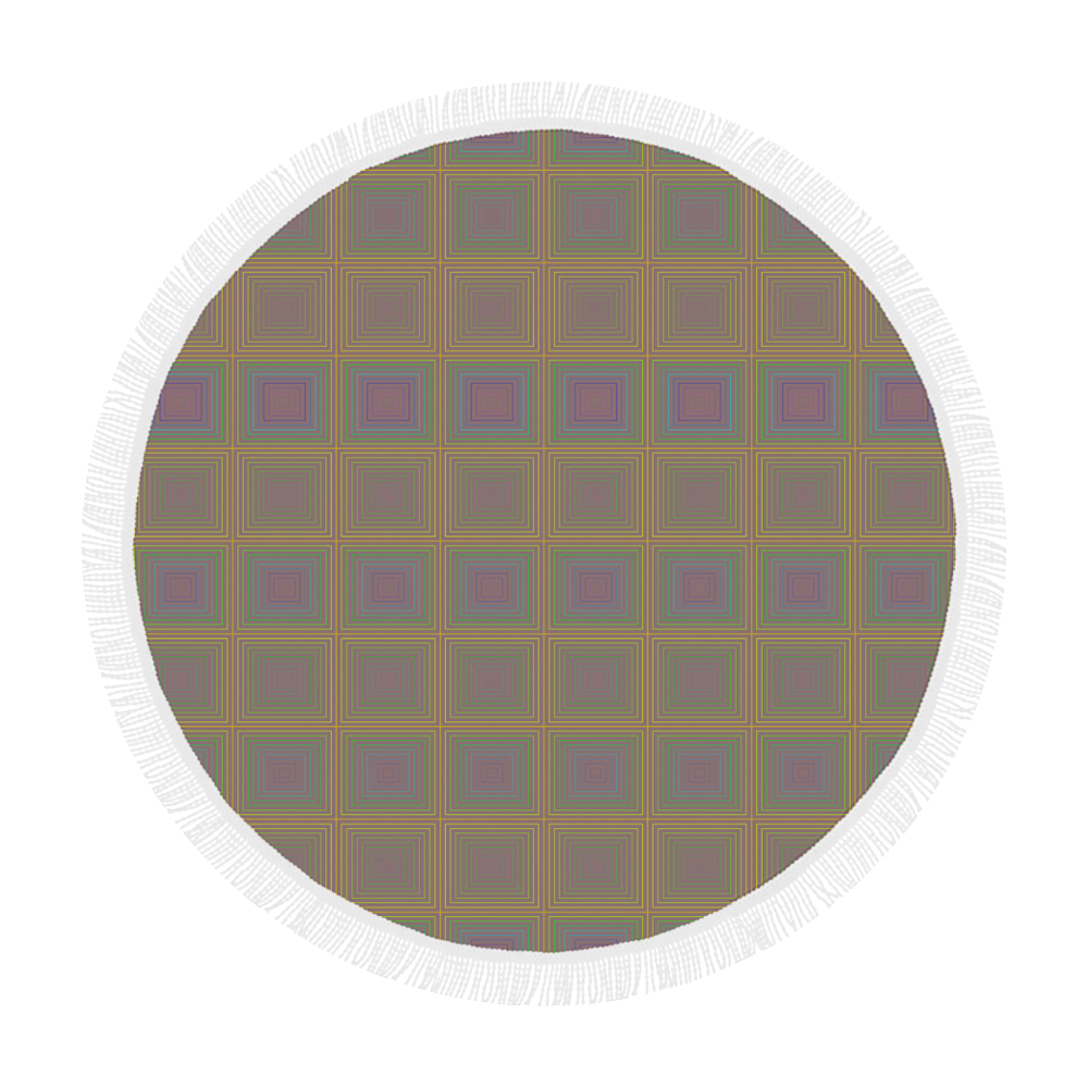 Violet brownish multicolored multiple squares Circular Beach Shawl 59"x 59"