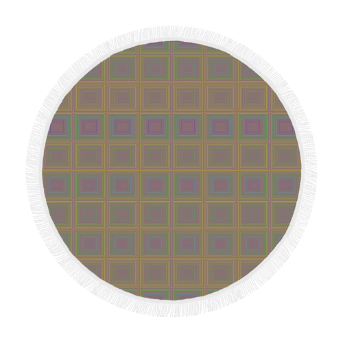 Violet brownish multicolored multiple squares Circular Beach Shawl 59"x 59"